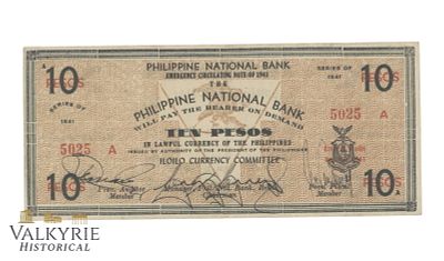 Philippines – Iloilo 10 pesos 1941, Pick – S308, VF . Shipping flat cost $25 it doesn't matter 