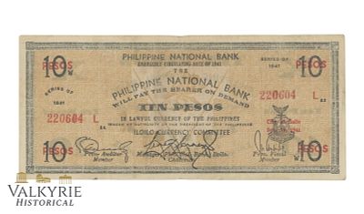 Philippines – Iloilo 10 pesos 1941, Pick – S309x2 Falsum, VF . Shipping flat cost $25 it 