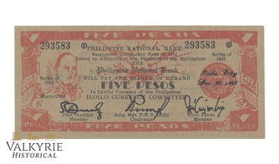 Philippines – Iloilo 5 pesos 1942, Pick – S316, AU. Shipping flat cost $25 it doesn't matter 