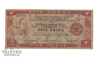 Philippines – Iloilo 5 pesos 1942, Pick – S313x1 Falsum, AU. Shipping flat cost $25 it doesn't 