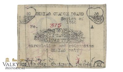 Philippines - Bohol Dimiao, 20 centavos, 1944 Pick -? , EF/XF .Shipping flat cost $25 it 