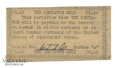 Philippines - Emergency Script, 10 Centavos 1943, Pick S121, VF . Shipping flat cost $25 it 