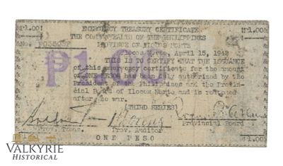 Philippines - Ilocos Norte, 1 Peso 1942, Pick S277, VG. Philippines - Ilocos Norte, 1 Peso 1942 