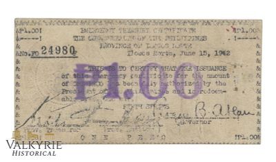 Philippines - Ilocos Norte, 1 Peso 1942, Pick S296, F. Philippines - Ilocos Norte, 1 Peso 1942 