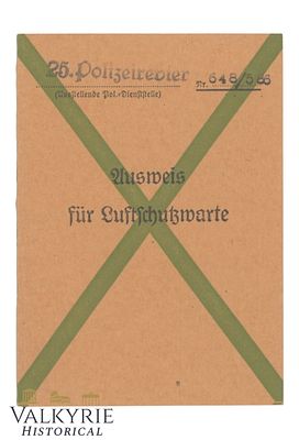 Ausweis Issued in 1941 to a German Woman From Hamburg Member of the Lutfschutz. Ausweis Issued 