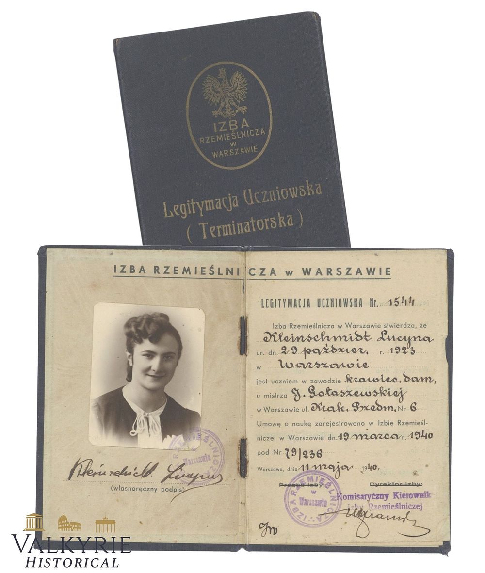 Lot 40: ID Issued in 1940 by Chamber of Crafts in Warsaw to a Polish Woman Who Was a Tailor in That City