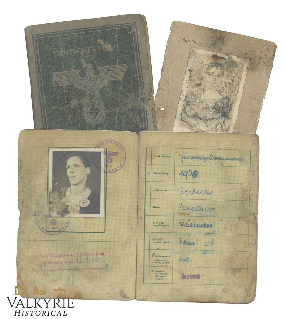 Lot 45: Set of 2 Identification Documents Issued to a Polish Woman Used as Forced Labour by Germans