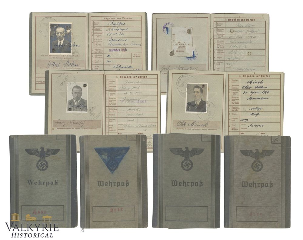 Lot 47: Set of 4 Simple Examples of German III Reich Period Wehrpaesse or Army Passports