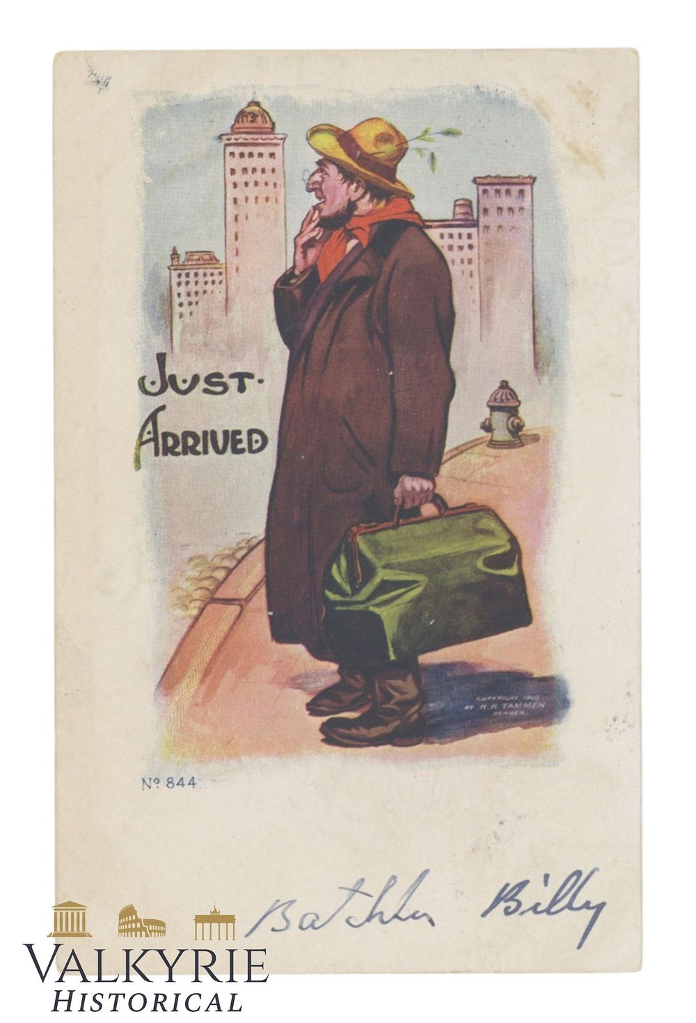 Lot 53: North-American Anti-Semitic Postcard From 1907 "Just Arrived" - Circulated