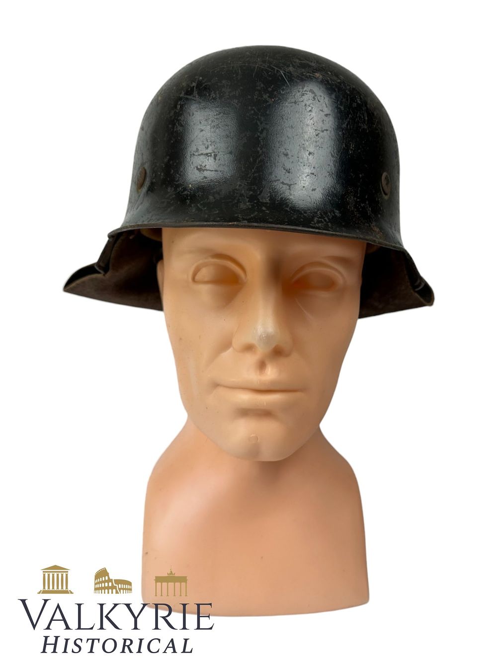 Lot 89: Well Worn Condition Stahlhlem / German Helmet of the Luftschutz With Neck Protector