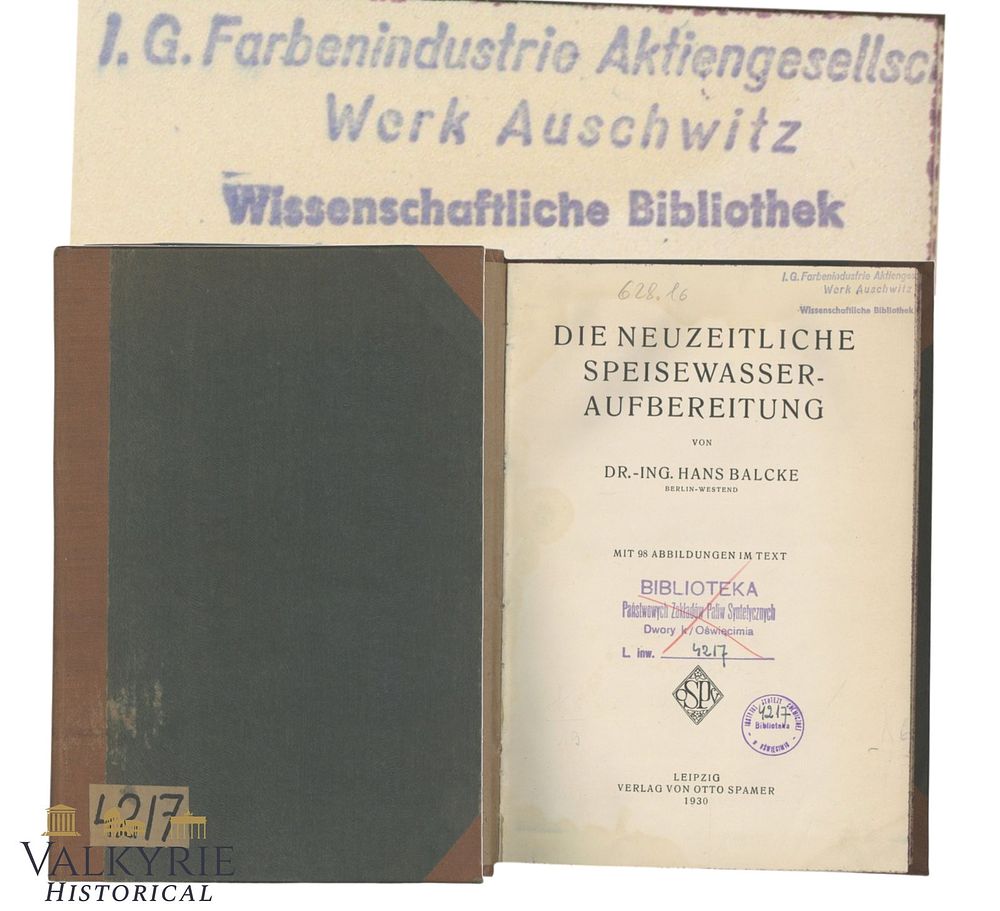 Lot 98: Rare German Book From Former IG Farben Scientific Library in KL Auschwitz III - Monowitz