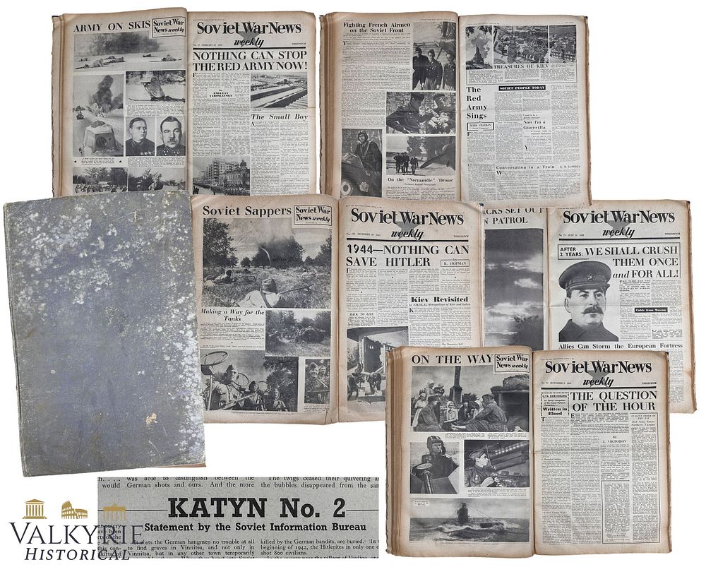 Lot 179: Compilation of "Soviet War News Weekly" Russian Propaganda Newspaper - Varius Numbers Bound 1943