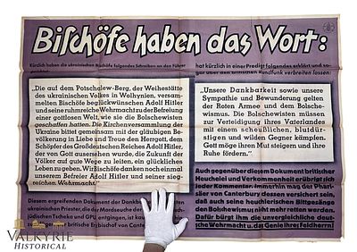 German Propaganda Poster "The Slogan of the Week" German Tabloid "Bishops Have The Word".Very 
