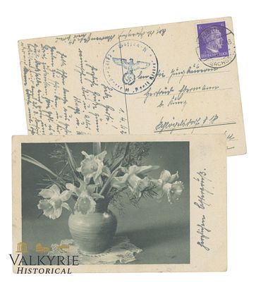 German SS Feldpost Postcard With Picture of a Flower Pot - Circulated. German Waffen SS Feldpost 