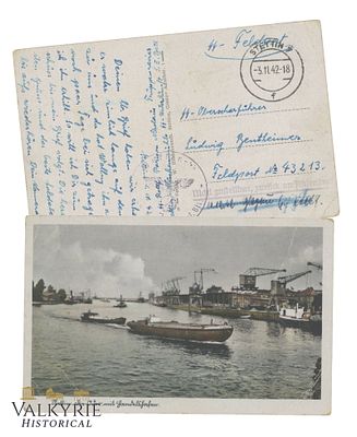 German SS Feldpost Postcard With Picture of The Harbor of Stettin in Poland - Circulated. Sent 