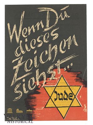 German Anti-Semitic Propaganda Leaflet "If You See This Symbol...JUDE". It talks about world 