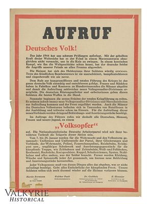 Nazi Poster With Desperate "Call to Action" To Donate Clothes, Uniforms, Footwear to WH in 