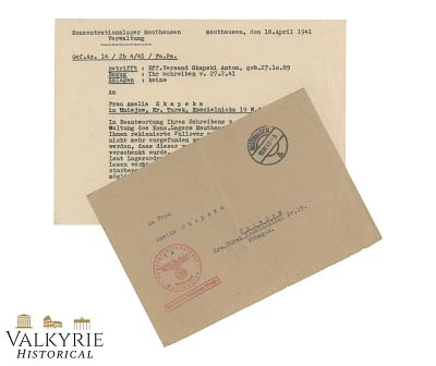 Answer Letter From KL Mauthausen Kommandantur to an Inquiry of the Widow of a Deceased 