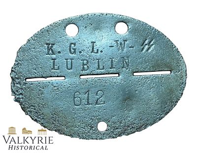 Very Rare Nazi Extermination Camp Guard KL Lublin Majdanek ID Tag! Relic Condition. It reads 