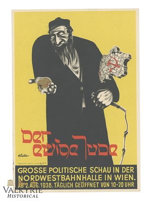 Commemorative Postcard of the Huge Anti-Semitic Exhibition in Munich "The Eternal Jew" 1937. Comm 