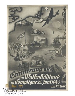 WW2 Period German Postcard "Commemoration of the Armistice in Compiegne, June 25, 1940". 