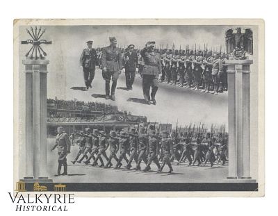 German Commemorative Postcard of the Return of the Legion Condor After Spanish Civil War. With 