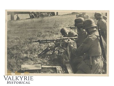 German Postcard Showing Wehrmacht Soldiers in MG34 Positions During Training - Feldpost From 