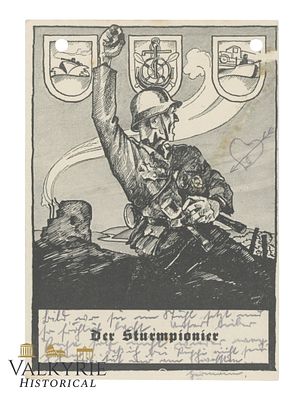 German Felpost Postcard With Artwork of the Wehrmacht Assault Engineers. German Feldpost 