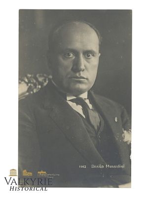 Italian Propaganda Postcard With Portrait of Il Duce Benito Mussolini In His Early Years of 