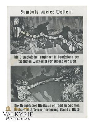 German Propaganda Postcard With Anti-Russian Message Comparing Olympic Games With War in Spain 