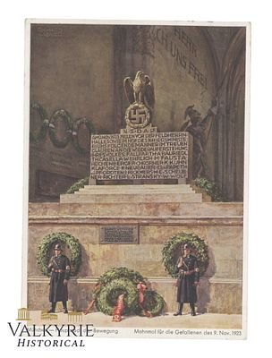 German Postcard With Nice Artwork Depicting the Honour Guard & Monument to the Martyrs of the Putsch