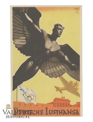 German Commemorative Postcard of the German Airline "Lufthansa" The Year of the Olympics in 