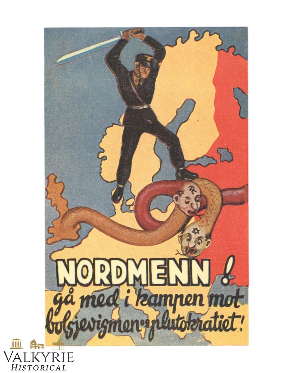 Lot 1249: Norwegian Anti-Semitic Propaganda Leaflet "North Men! Join Fight Against the Bolshevik Plutocracy!"