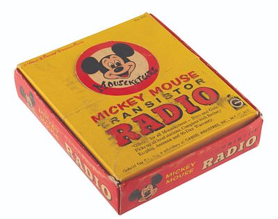 A Mousketeers Mickey Mouse Transistor Radio in Box. (Gabriel Toy Co., 1960s) An Official 