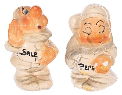 A Pair of Zaccagnini "Snow White" Sneezy and Sleepy Salt & Pepper Shakers. (Zaccagnini, 1947) 