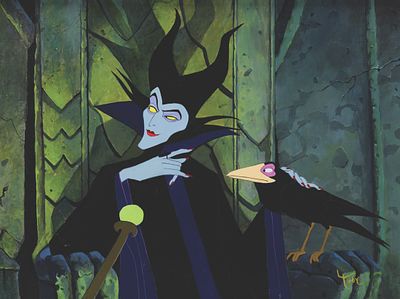A Maleficent and Diablo Original Painting by Toby Bluth. (Disney, 2000s) A framed original 