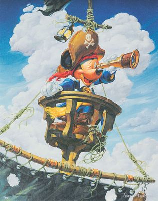 A "Pirate Mickey Mouse" Limited Edition Canvas Print. (Disney, 2008) A framed limited edition 