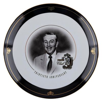 A Club 33 Walt Disney 30th Anniversary Plate. (Disneyland, 1997) A commemorative plate released 