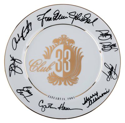 A Club 33 California Adventure Sneak Preview Event Plate. (Disneyland, 2001) A limited edition 