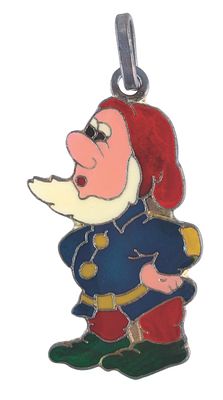 A Silver "Snow White" Dwarf Pendant. (Disney, 1970s) A silver and enamel Dwarf pendant made in 
