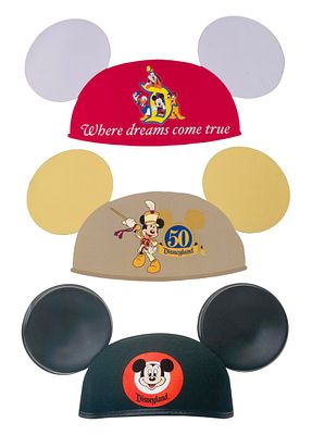 Three Mickey Ear Hat Postcards. (Disneyland, 1990s-2000s) Three Mickey Mouse souvenir ear hat 