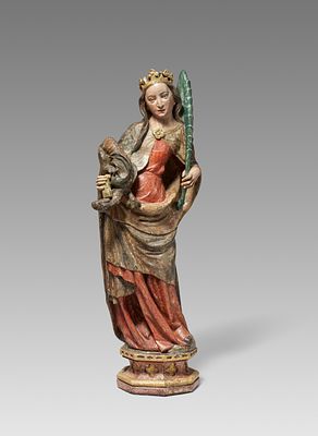 Austrian School: Saint Marina the Great Martyr with the Dragon on an Octagonal Pedestal. AUSTRIA 