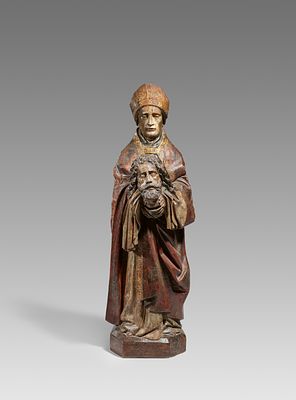 French School: Saint Cuthbert with the Head of Saint Oswald. FRENCH SCHOOL 2nd half of the 