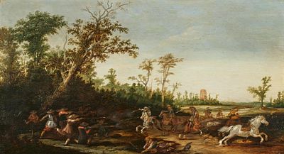 Esaias van de Velde The Elder: Skirmish at Forest's Edge. VELDE, ESAIAS VAN DE THE ELDER 1587 