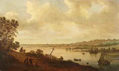 Johannes Pietersz. Schoeff: View over a Path onto a Wide Riverscape. SCHOEFF, JOHANNES 