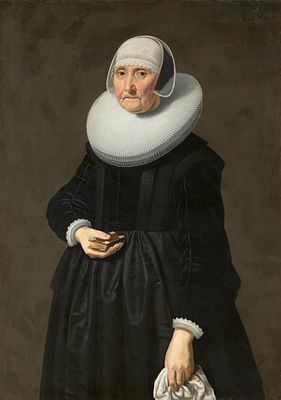 Dutch School: Portrait of a Lady with White Mobcap and Ruff. DUTCH SCHOOL 17th C. Title: 