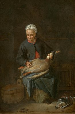 Jacob Toorenvliet: Maid Plucking Geese. TOORENVLIET, JACOB Leiden ca. 1635 - 1719 Title: Maid 