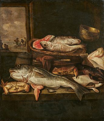 Abraham Hendricksz van Beyeren: Still Life with Fish and Crustaceans. BEYEREN, ABRAHAM 