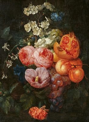 Joris van Son: Still Life with Flowers, Pomegranate and Peaches. SON, JORIS VAN Antwerp 1622 - 