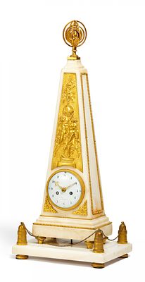 Pendule Obelisk Louis XVI. PENDULE OBELISK LOUIS XVI. Roque, Joseph Léonard. Paris 